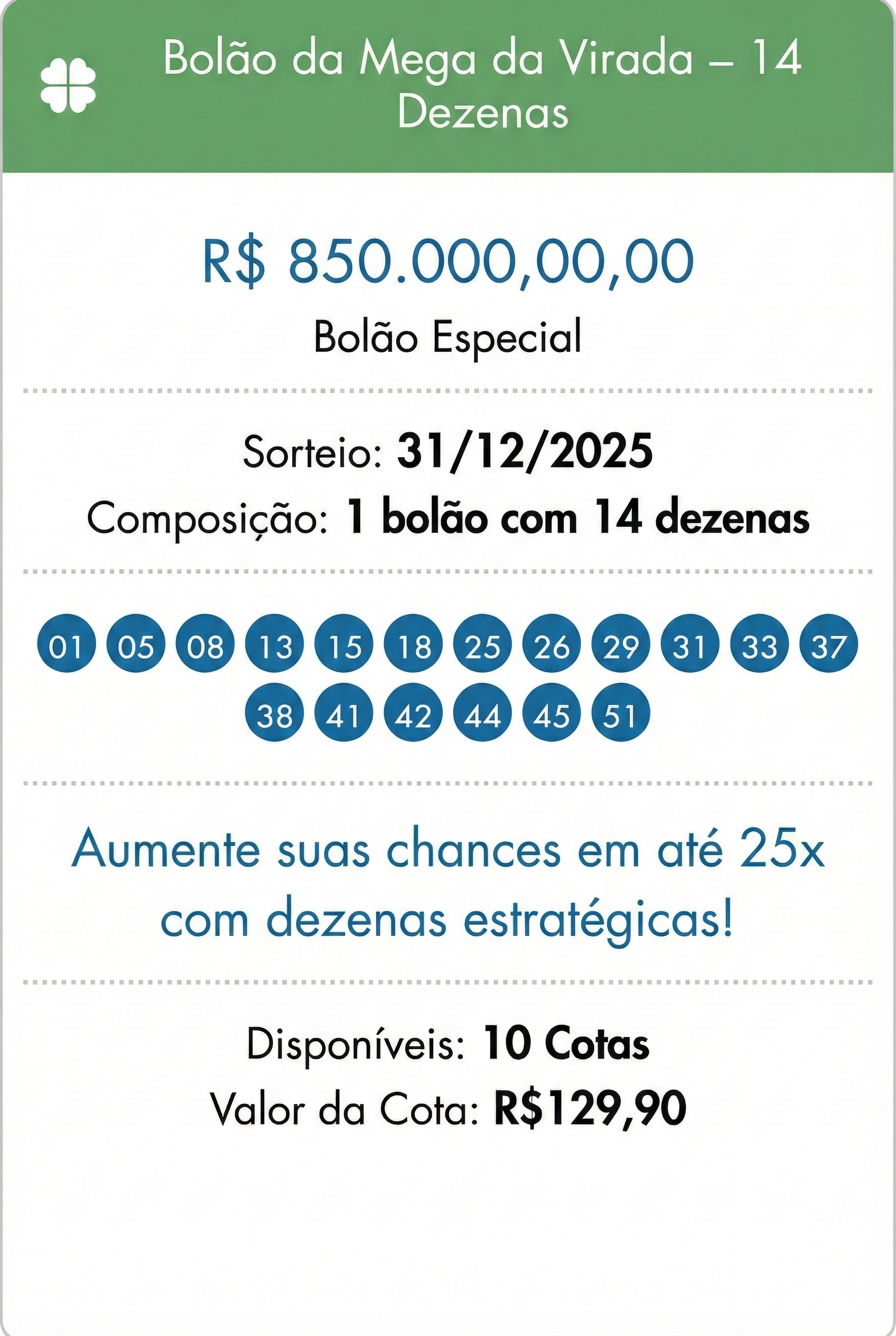 Bolão da Mega da Virada - 14 Dezenas